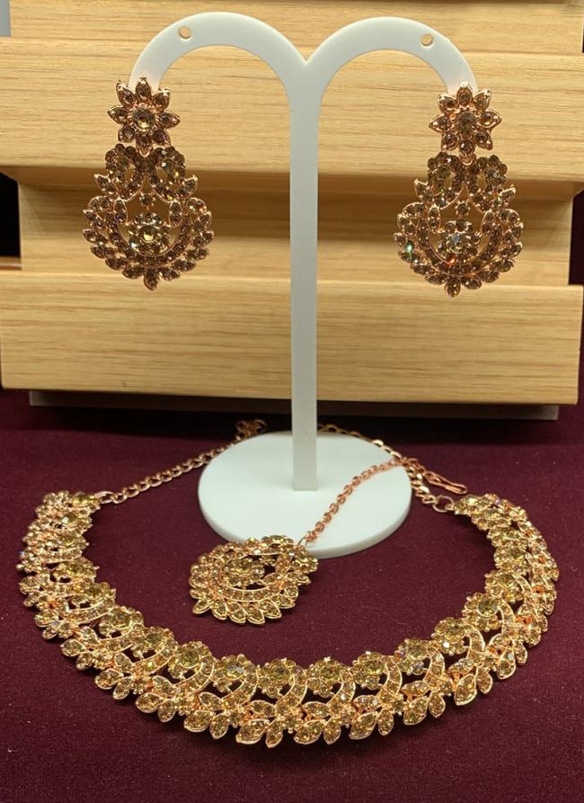 Gold Plated Ethnic Diamond Studded Necklace Set